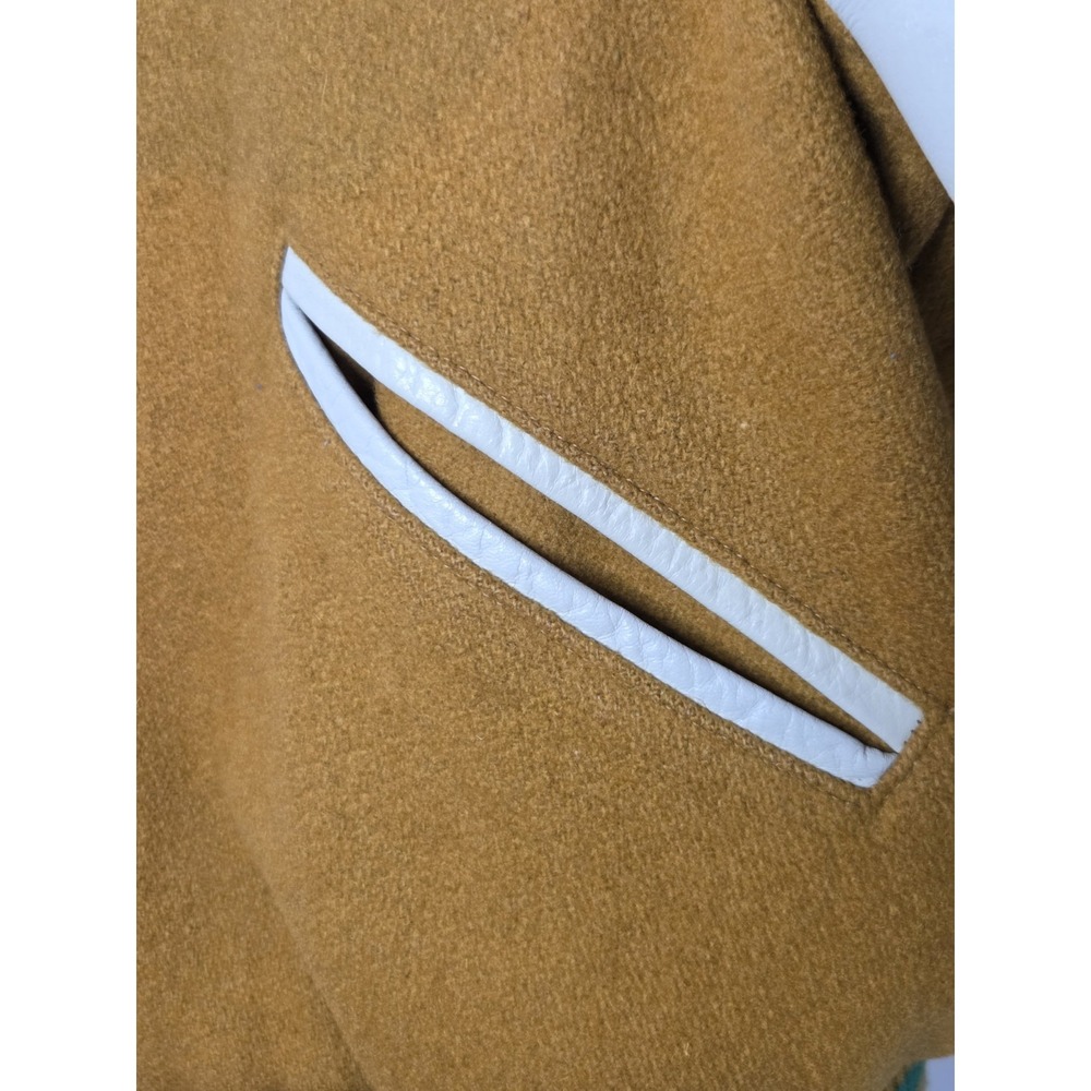 Vintage Butwin Varsity Letterman Jacket 40 Yellow Green Wool Leather 1950s 1960s - Picture 3 of 15